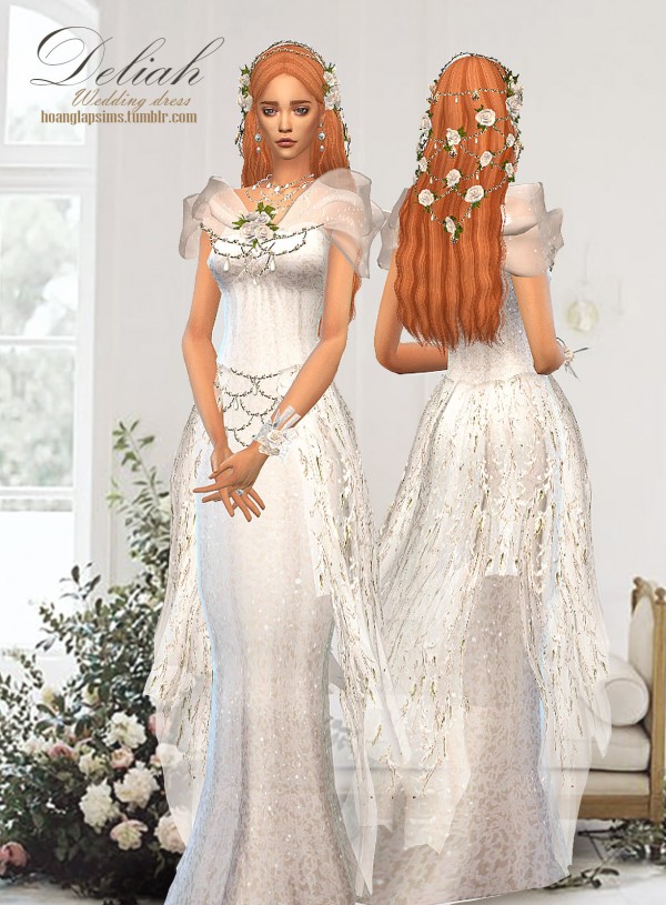 Hoanglap Sims: Deliah Wedding Dress • Sims 4 Downloads