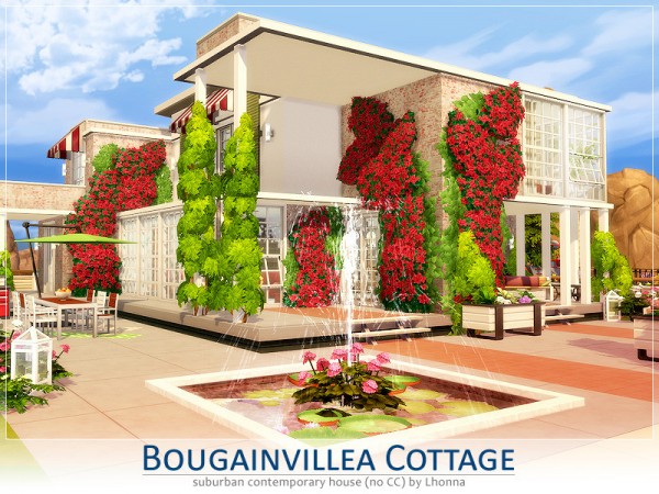  The Sims Resource: Bougainvillea Cottage House by Lhonna