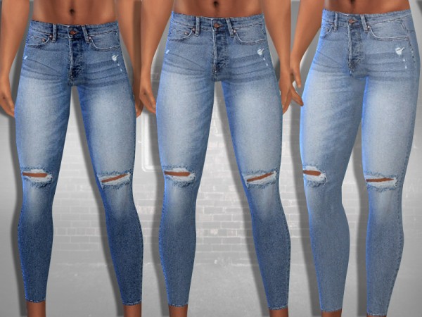 The Sims Resource: Hm Ripped Skinny Fit Jeans by Saliwa • Sims 4 Downloads
