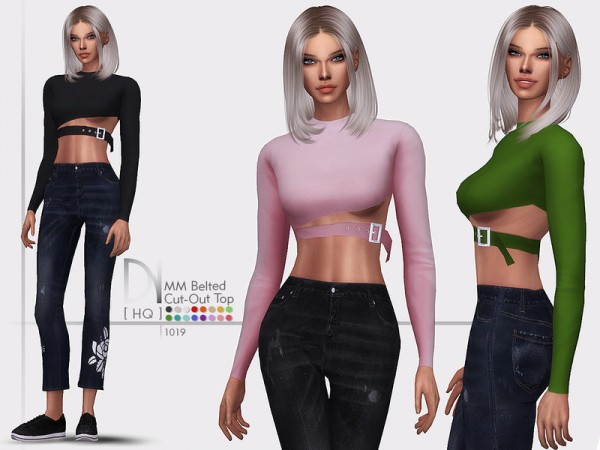  The Sims Resource: Belted Cut Out Top by DarkNighTt