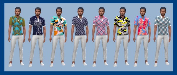  Sims 4 Sue: Patterned Polo T Shirt