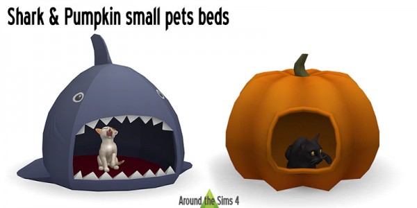  Around The Sims 4: Shark and Pumpkin cat   small dog bed
