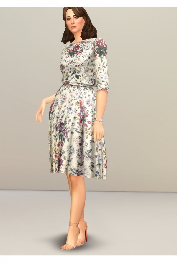  Rusty Nail: Wild flower   Floral Print Two Piece Dress