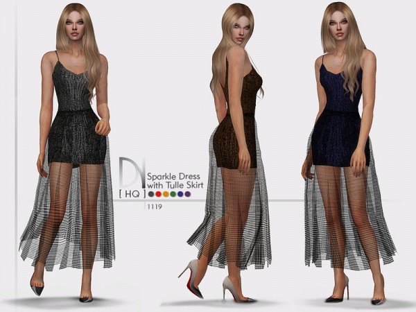  The Sims Resource: Sparkle Dress with Tulle Skirt by DarkNighTt