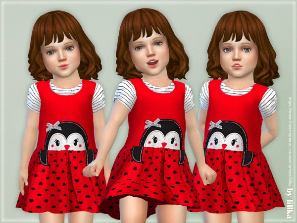  The Sims Resource: Red Penguin Dress by lillka
