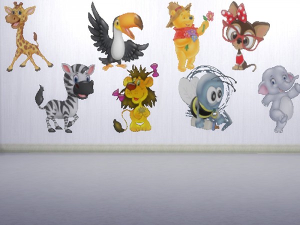  The Sims Resource: Cartoon animal wall stickers by TrudieOpp