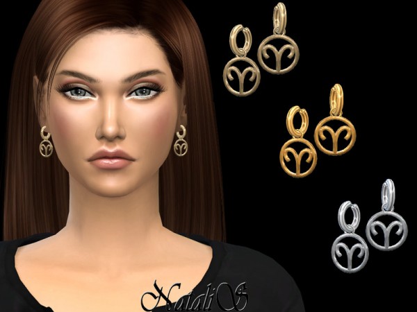  The Sims Resource: Aries drop earrings by NataliS