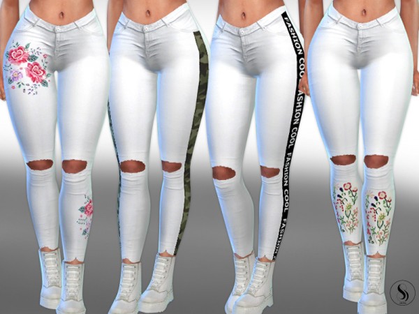  The Sims Resource: Cropped White Pants Mix by Saliwa