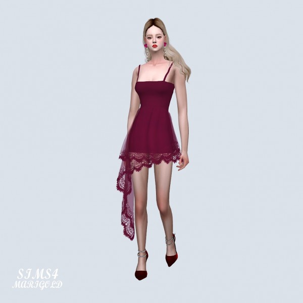  SIMS4 Marigold: Lily Asymmetric Mini Dress Lace V