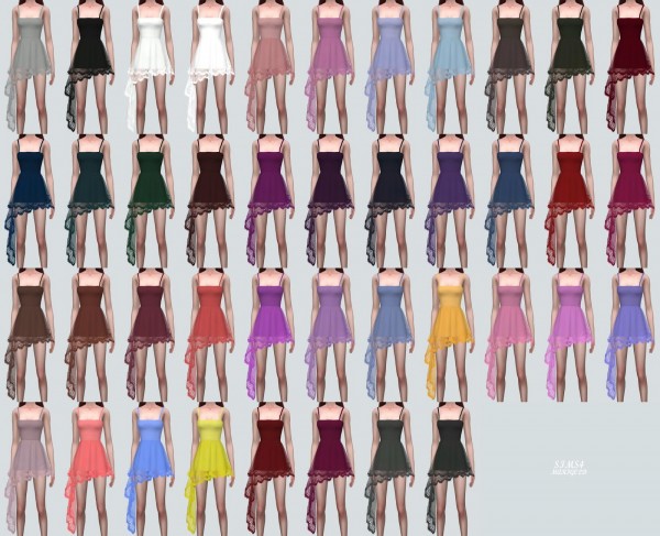  SIMS4 Marigold: Lily Asymmetric Mini Dress Lace V