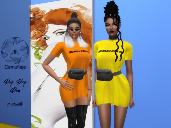  The Sims Resource: Drip Drop Dress by Camuflaje
