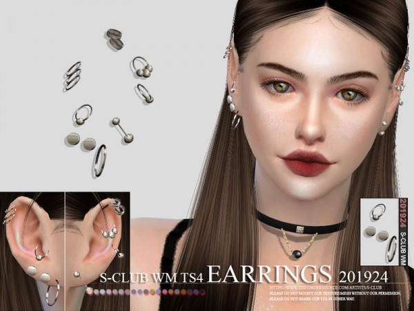  The Sims Resource: Earrings 201924 by S Club
