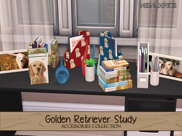  The Sims Resource: Golden Retriever Study Accessories Collection by neinahpets