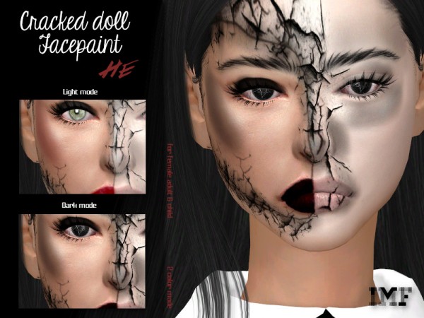  The Sims Resource: Cracked Doll Facepaint by IzzieMcFire
