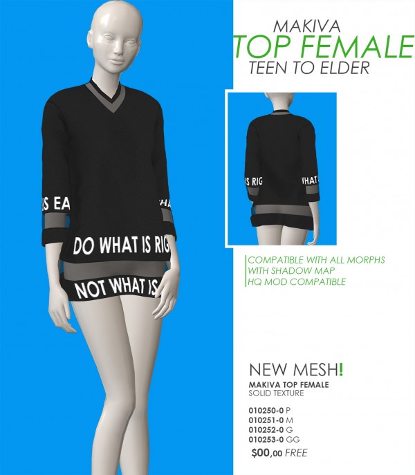  Red Head Sims: Makiva Top