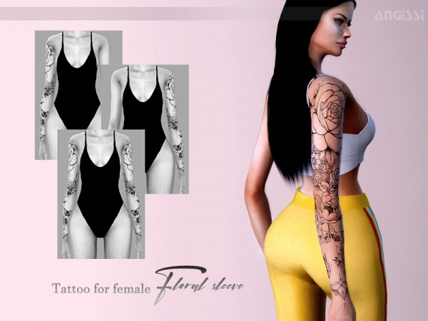 The Sims Resource: Floral sleeve Tattoo by ANGISSI