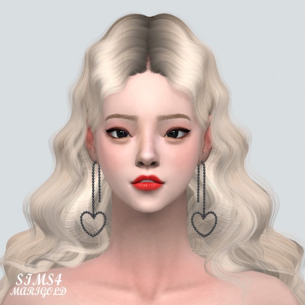  SIMS4 Marigold: Heart Cubic Earrings