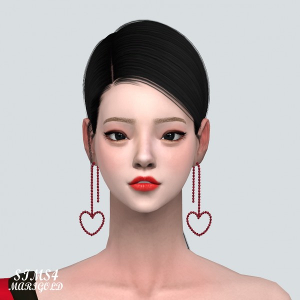  SIMS4 Marigold: Heart Cubic Earrings