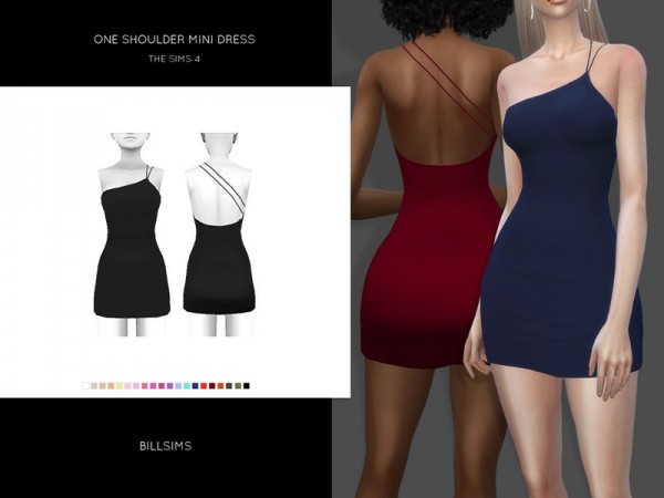  The Sims Resource: One Shoulder Mini Dress by Bill Sims