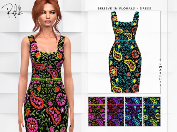  The Sims Resource: Believe in Florals Dress by RobertaPLobo