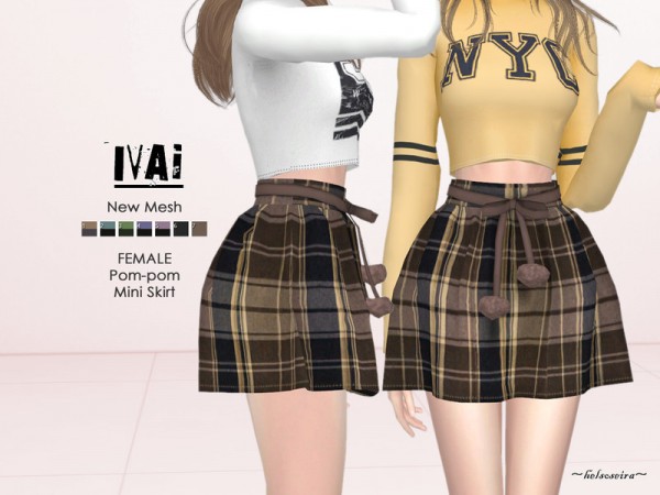  The Sims Resource: IVAI   Pom pom Mini Skirt by Helsoseira