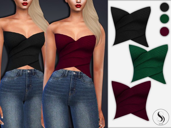  The Sims Resource: Strapless Knit Tops by Saliwa