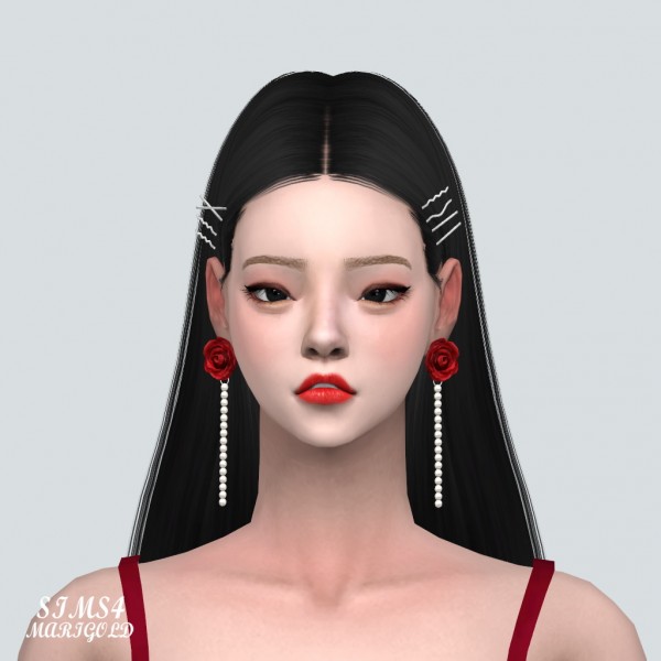  SIMS4 Marigold: Big Rose Pearl Earring