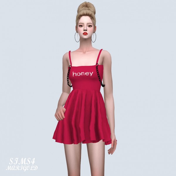  SIMS4 Marigold: Chain Strap Mini Dress