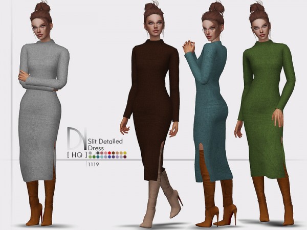  The Sims Resource: Slit Detailed Dress by DarkNighTt