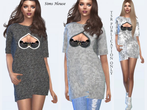 The Sims Resource Womens T Shirt With Print Neckline By Sims House