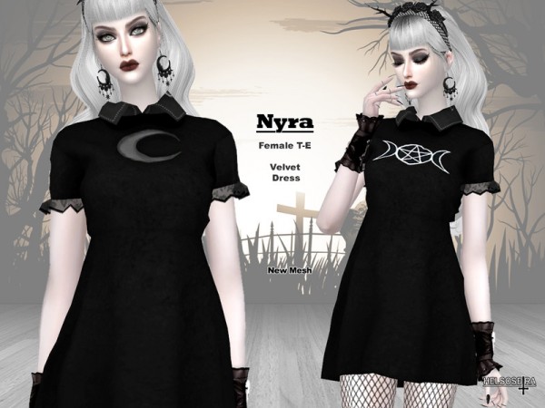  The Sims Resource: NYRA   Gothic Mini Dress by Helsoseira