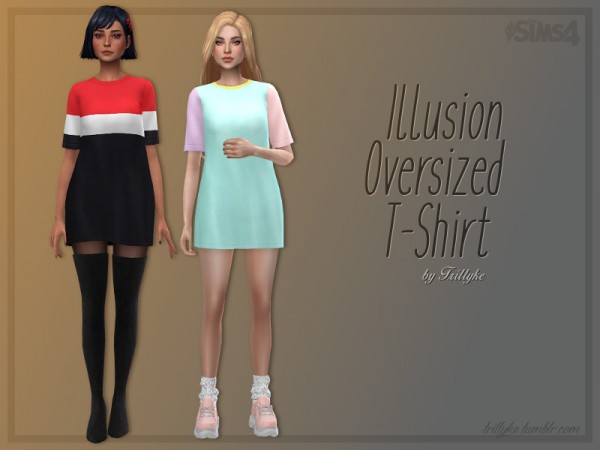  The Sims Resource: Illusion Oversized T Shirt by Trillyke