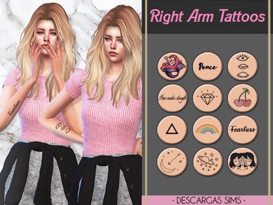  Descargas Sims: Right Arm Tattoos