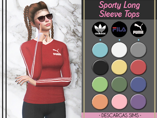  Descargas Sims: Sporty Long Sleeve Tops