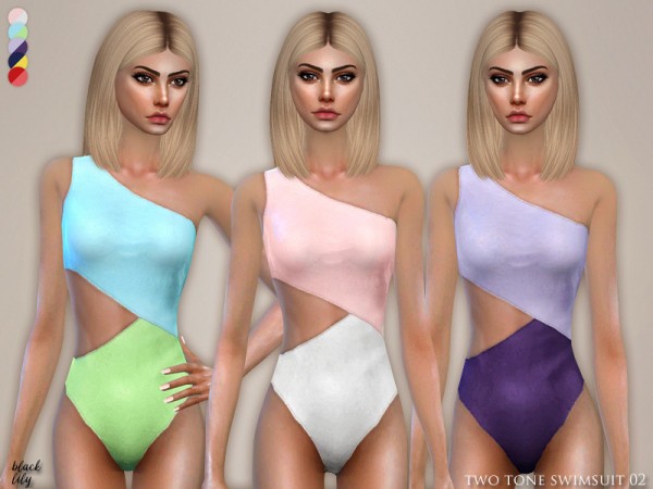 The Sims Resource: Two Tone Swimsuit 02 by Black Lily