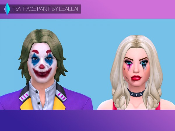  The Sims Resource: Joker and Harley face paint by LeaIllai