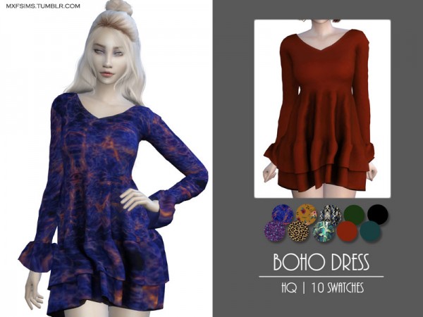  The Sims Resource: Boho Dress by mxfsims