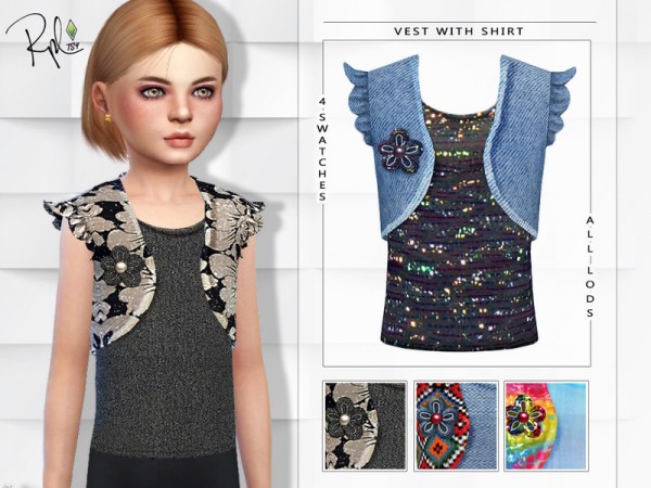  The Sims Resource: Vest with Shirt for Girls by RobertaPLobo