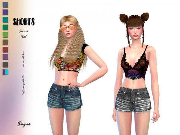  The Sims Resource: Shorts Jeans Set by Suzue