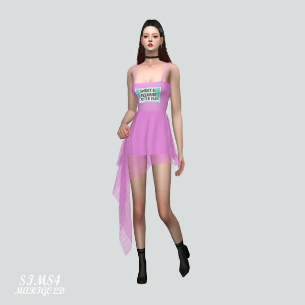 SIMS4 Marigold: Lily Asymmetric Mini Dress See Through V