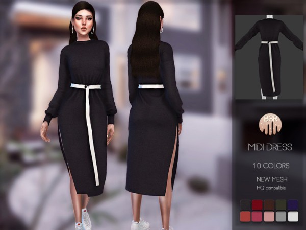  The Sims Resource: Midi Dress BD133 by busra tr
