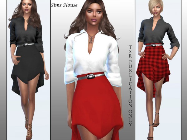  The Sims Resource: Dress from a silk blouse and skirt by Sims House