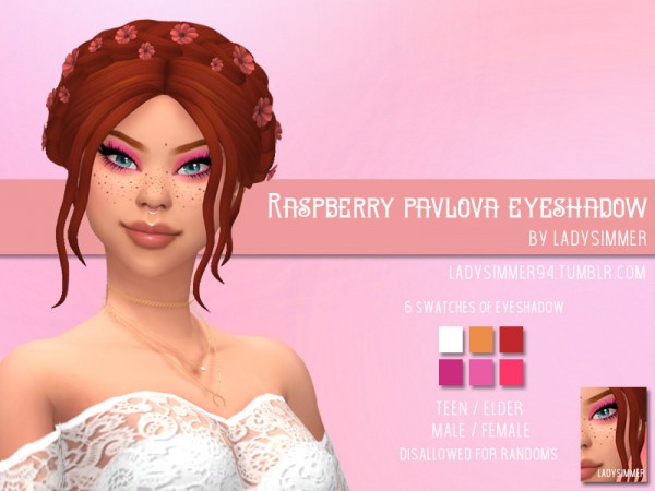  The Sims Resource: Raspberry Pavlova Eyeshadow by LadySimmer94