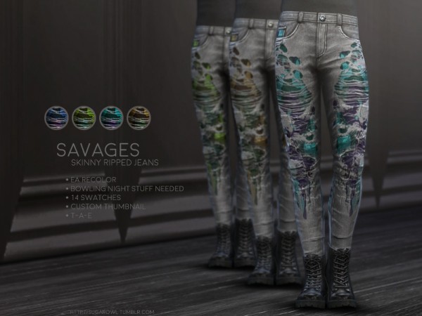  The Sims Resource: Savages jeans by sugar owl