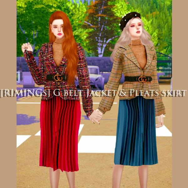  Rimings: Belt Jacket and Pleats Skirt