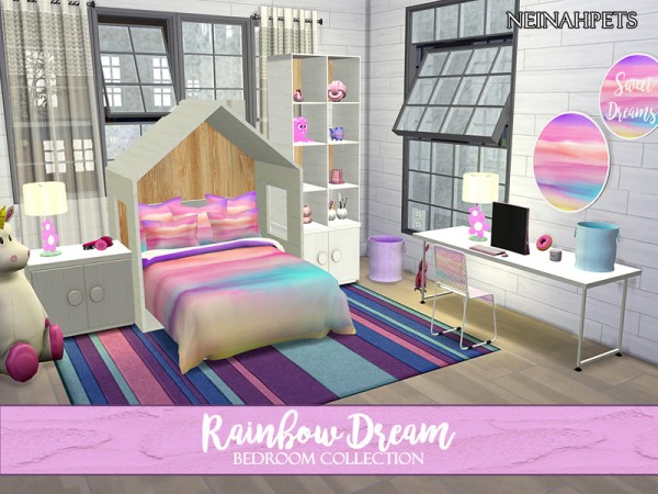  The Sims Resource: Rainbow Dreams Bedroom Collection by neinahpets