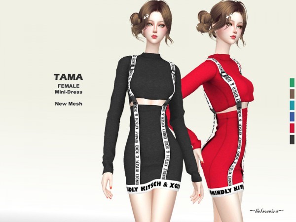  The Sims Resource: Tama   One Piece Mini Dress by Helsoseira