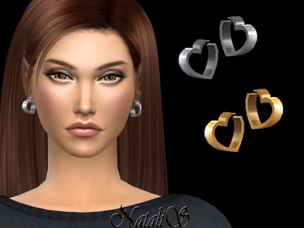  The Sims Resource: Metal heart stud earrings by NataliS