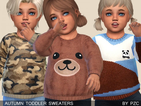  The Sims Resource: Set Autumn Toddler Sweaters and Nasa Sweatshirt by Pinkzombiecupcakes