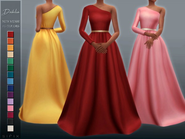 The Sims Resource: Dahlia Gown by Sifix • Sims 4 Downloads